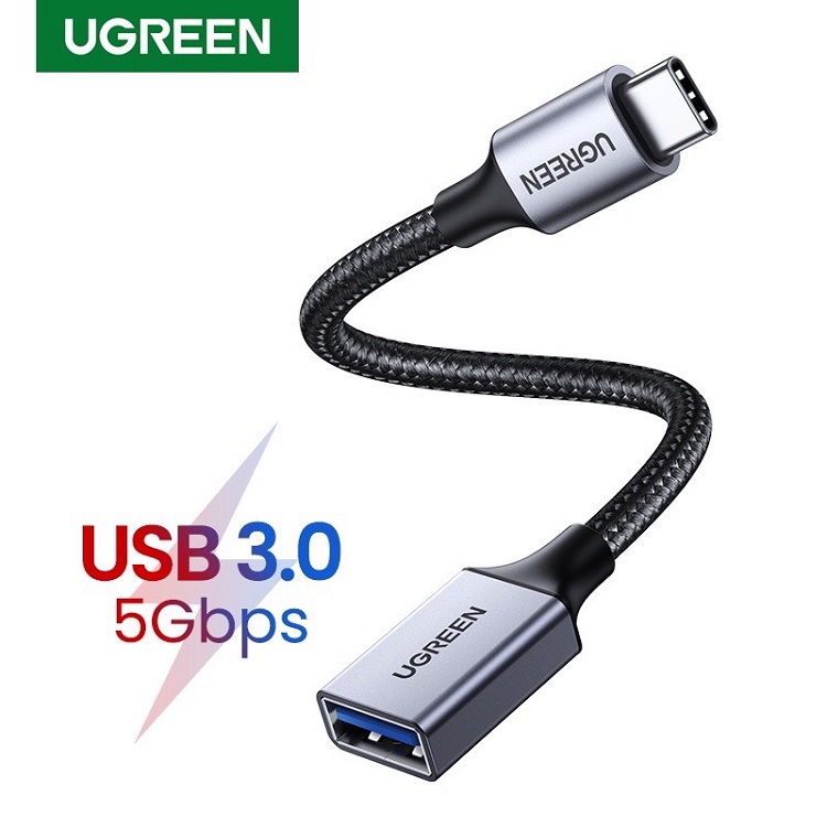 Ugreen 70889 USB-C sang USB 3.0 có dây bện (Đen)